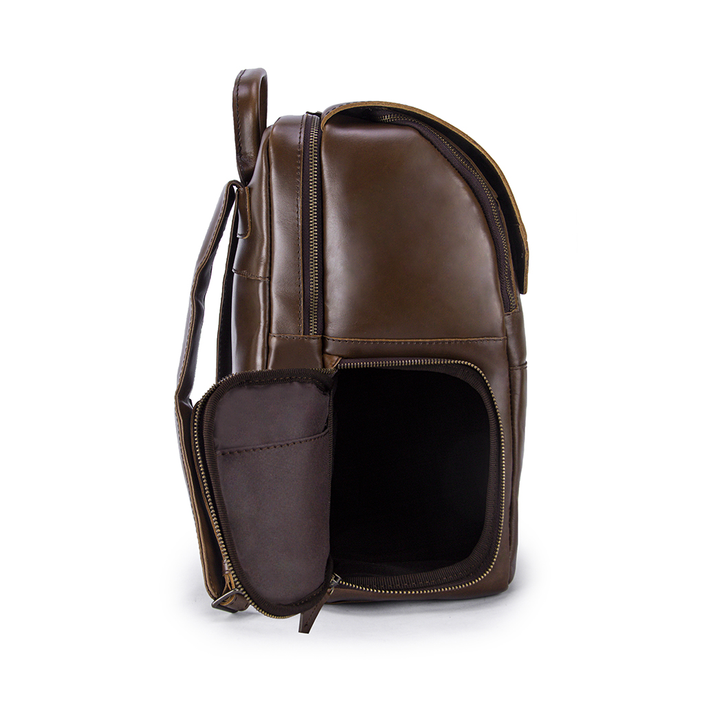The Minimalist Americano Leather Backpack Open Pocket