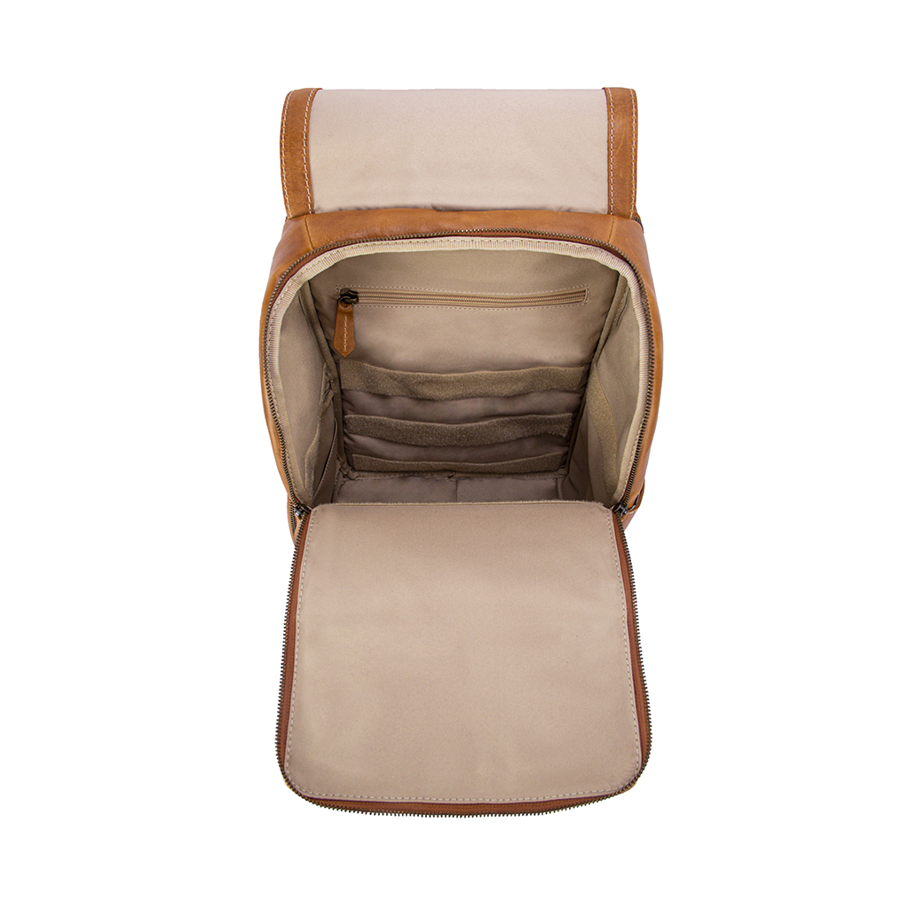 Minimalist Copper Leather Backpack Interior