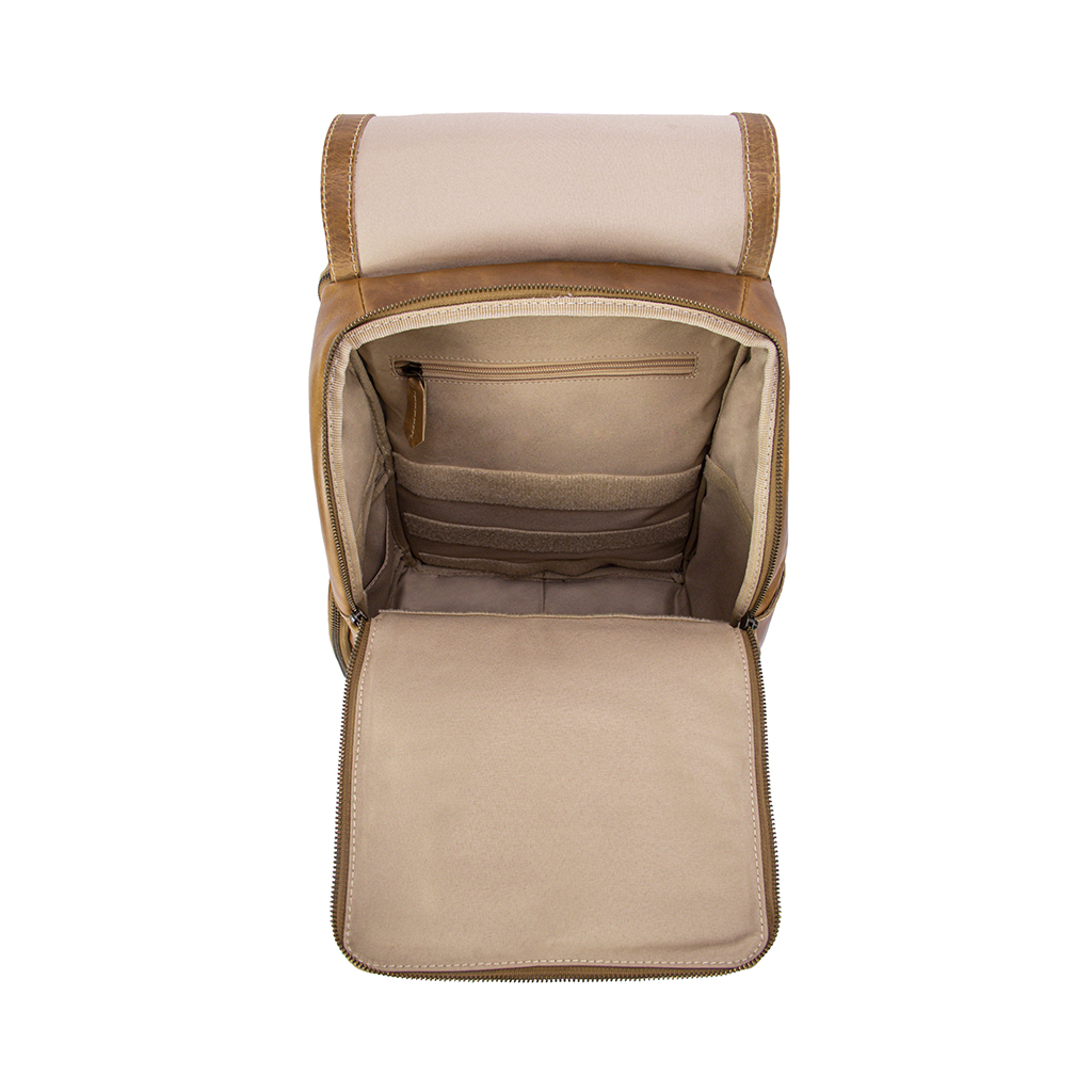 Minimalist Sand Leather Backpack Interior